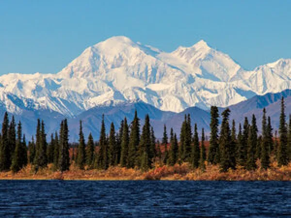 Lake with mountain in the background.