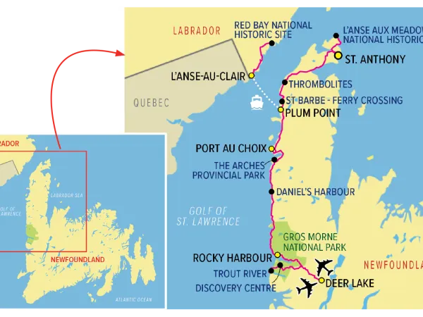 Women Xplorers Newfoundland & Labrador tour map